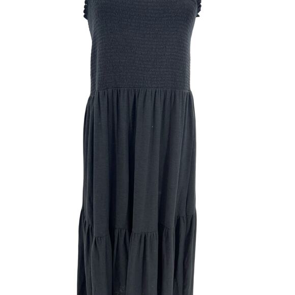 Nation LTD Shoshanah‎ Smocked Sundress Dress Midi Sleeveless Black Size Large - Picture 5 of 11